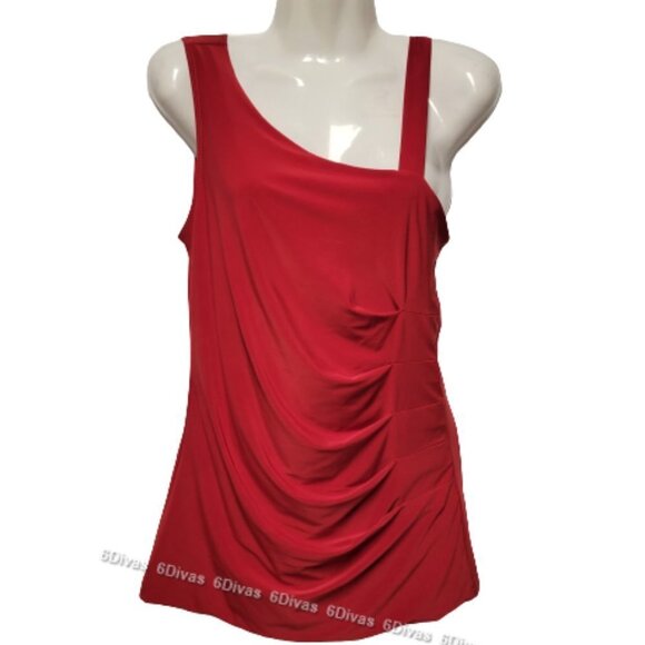 RED Sleeveless Stretchy Top With One Shoulder Strap Size M Size L - Picture 1 of 10